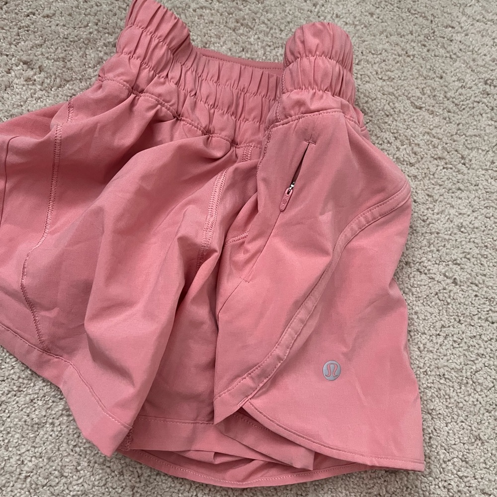 Lululemon track that running lined shorts pink
